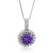 Vir Jewels Pendant Necklace, Purple CZ Solitaire Pendant Necklace For Women In 0.925 Sterling Silver With 18" Chain - Grey