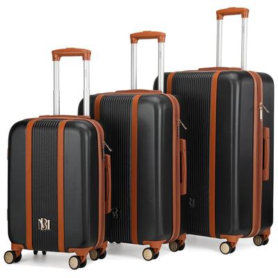 Badgley Mischka Luggage Mia 3 Piece Expandable Retro Luggage Set - Black - STANDARD