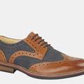 Roamers Mens 5 Eye Brogue Laced Nubuck Leather Shoe - Brown - 9