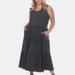 White Mark Plus Size Scoop Neck Tiered Midi Dress - Grey - 3X