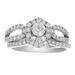 Vir Jewels 1 Cttw Diamond Halo Hexagon Wedding Engagement Ring Set 14K White Gold Bridal - White - 7