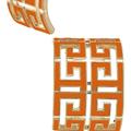 Canvas Style Brennan Game Day Greek Keys Enamel Hoop Earrings In Burnt Orange - Orange