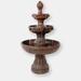 Sunnydaze Decor Outdoor Water Fountain 3 Tier 43" Black Flower Blossom Patio Garden Yard DÃ©cor - Brown