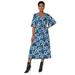 Principles Womens/Ladies Printed Flutter Midi Dress - Blue - 6
