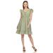 White Mark Women's Ruffle Sleeve Knee-Length Dress - Green - M