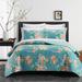 Chic Home Design Carlotta 9 Piece Quilt Set Watercolor Floral Pattern Print Bed In A Bag - Sheet Set Decorative Pillows Shams Included - Green - FULL