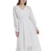 Anna-Kaci I Womens Lace Long Sleeve V Neck Fall Maxi Dress - White - L