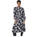 Principles Womens/Ladies Floral Pleated Long-Sleeved Midi Dress - Monochrome - Grey - 10