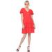 White Mark Short Sleeve V-Neck Tiered Dress - Red - L