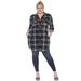 White Mark Plus Size Plaid Tunic Top - Black - 1X