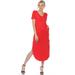 White Mark Short Sleeve V-Neck Maxi Dress - Red - L