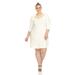 White Mark Women's Plus Size Criss Cross Neckline Swing Midi Dress - White - 1X