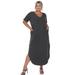 White Mark Plus Size Short Sleeve V-Neck Maxi Dress - Grey - 3X