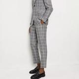 Burton Mens Checked Skinny Suit Jacket - Gray - Grey - 36R