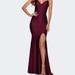 La Femme Form Fitting Dress with Ruched Bow Bodice - Purple - 14