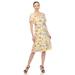 White Mark Women's Floral Short Sleeve Knee Length Dress - White - S