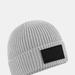 Beechfield Fashion Woven Patch Beanie - Light Grey/Black - Grey