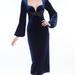 Badgley Mischka Velvet Midi Gown With Criss Cross Waist - Blue