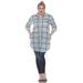 White Mark Plus Size Plaid Tunic Top - Blue - 2X