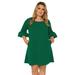 Standards & Practices Women's Plus Size Crepe Knit 3/4 Balloon Sleeves Midi Dress - Green