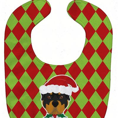 Caroline's Treasures Christmas Rottweiler Baby Bib