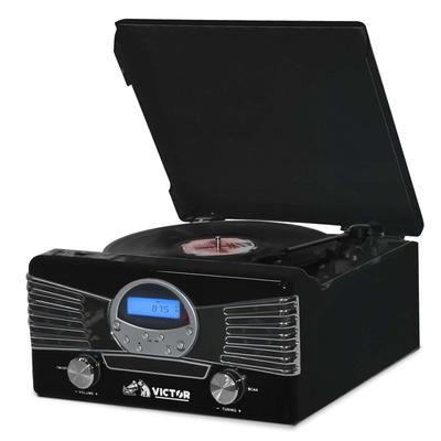 Victor Audio Diner 7-In-1 Turntable Music Center - Black