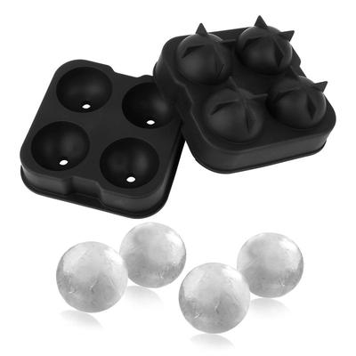 Fresh Fab Finds 4-Ball Silicone Ice Mold - Whisky/Bourbon - Create Perfect Spheres - Black