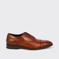 Burton Mens Leather Toe Cap Oxford Shoes - Tan - Brown - 12