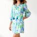 Tommy Bahama Embroidered Split-Neck Dress - Blue