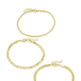 Sterling Forever Bold Chain Bracelet Set of 3 - Gold