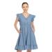 White Mark Women's Ruffle Sleeve Knee-Length Dress - Blue - M