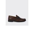 Burton Mens Textured Leather Penny Strap Loafers - Tan - Brown - 7