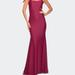 La Femme Chic Luxe Jersey Gown With Train And V Back - Pink - 0