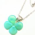 Alexa Martha Designs Mint Green Beaded Sterling Silver Clover Necklace - Green