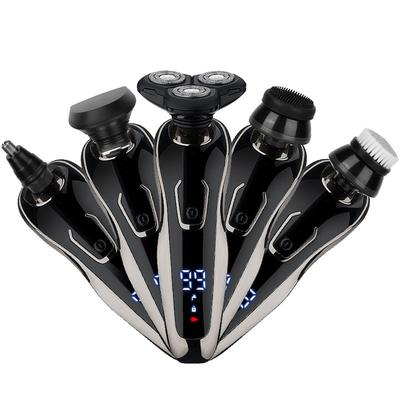 Fresh Fab Finds 5-In-1 Electric Razor Kit, Cordless Rechargeable Shaver & Beard Trimmer, IPX6 Waterproof, Dry/Wet, Head Grooming. - Black