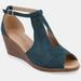 Journee Collection Women's Tru Comfort Foam Narrow Width Kedzie Wedge Sandals - Blue - 6.5