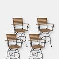 Sunnydaze Decor Set of 4 Patio Folding Bistro Chair With Arms Chestnut Outdoor Garden Seating - Brown - 4 PACK