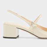 Prada Women Mary Jane Avorio Patent Leather Slingback Pumps - White