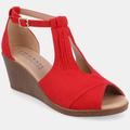 Journee Collection Women's Tru Comfort Foam Narrow Width Kedzie Wedge Sandals - Red - 9.5