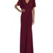 Dessy Collection Faux Wrap Split Sleeve Maxi Dress With Cascade Skirt - 3107 - Red - S