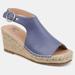 Journee Collection Journee Collection Women's Wide Width Crew Wedge Sandal - Blue - 6