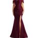 Cynthia & Sahar Off-The-Shoulder Corset Stretch Satin Mermaid Dress With Slight Train - CS101 - Red - XXS