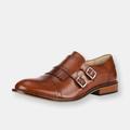 LIBERTYZENO Auburn Leather Oxford Style Monk Straps - Brown - 7.5