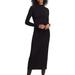 Vince Women Long Sleeve Turtleneck Ruched Midi Bodycon Dress - Black