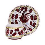 Artistica - Deruta of Italy Orvieto Red Rooster: Cup and Saucer - Red