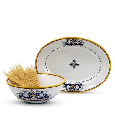 Artistica - Deruta of Italy Ricco Deruta Lite: Pasta/Salad Large Serving Bowl - SERVING BOWL AND PLATTER SET