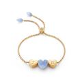 LuvMyJewelry Luv Me Blue Howlite Bolo Adjustable I Love You Heart Bracelet In 14K Yellow Gold Plated Sterling Silver - Gold