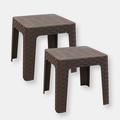 Sunnydaze Decor Outdoor Patio Side Table 18" Square Indoor Outdoor Furniture Brown Set of 2 - Brown - 2 PACK