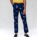 Loh Dragon Charles Flower Embroidery Pant - Navy - Blue