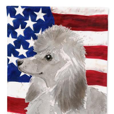 Caroline's Treasures 11 x 15 1/2 in. Polyester Grey Standard Poodle Patriotic Garden Flag 2-Sided 2-Ply